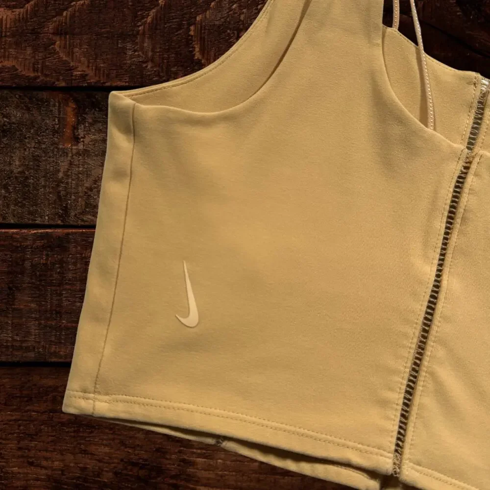 Nike Women's Luxe Cropped Yoga Ladder Stitch Double Strap Tank Top Yellow Small - Picture 4 of 8
